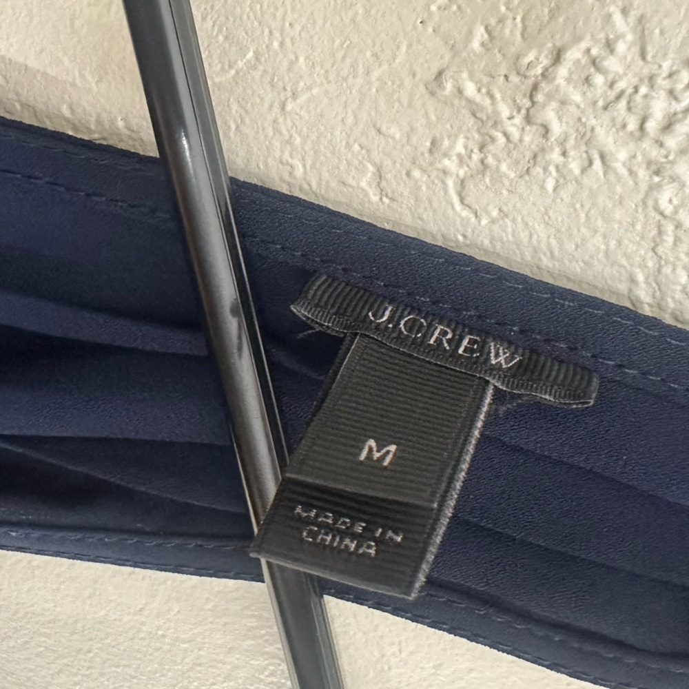 J Crew M Crepe Slip Dress Double V Neck Back Maxi Long Tank Boho Navy Blue A7837 - Picture 8 of 9
